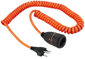 LOCKXTEND Spiral - Spiralkabel mit LOCK-Kupplung T13, Stecker T12, 230V- 10A, orange