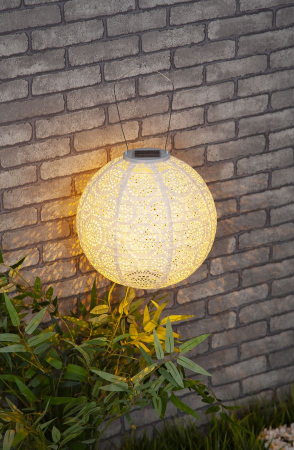 Solar Laterne Tyvek Weiss ø25cm - Warmweiss, LED, IP44, 1800K, VE 20