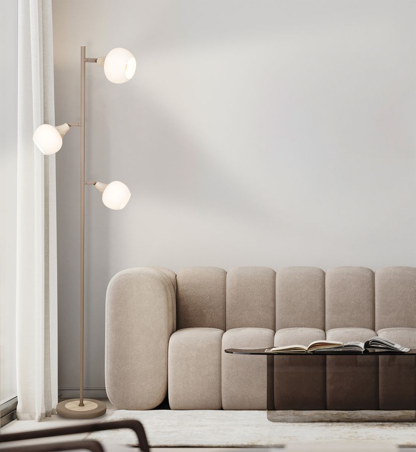 3er Stehleuchte  MONACO  H: 150cm beige - IP20, E14, Beige