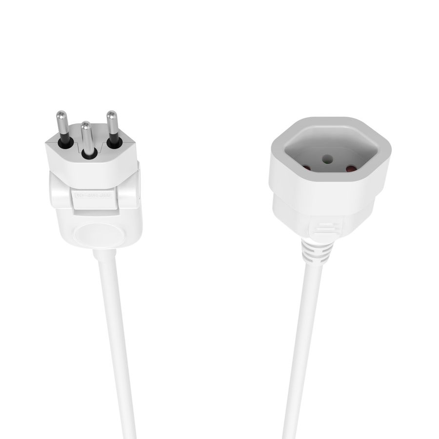 Verlängerungskabel MOVE - 5m T12/T13, weiss, H05VV-F 3G1.0mm2 mit dreh- und klappbarem Stecker 270° / 180°
