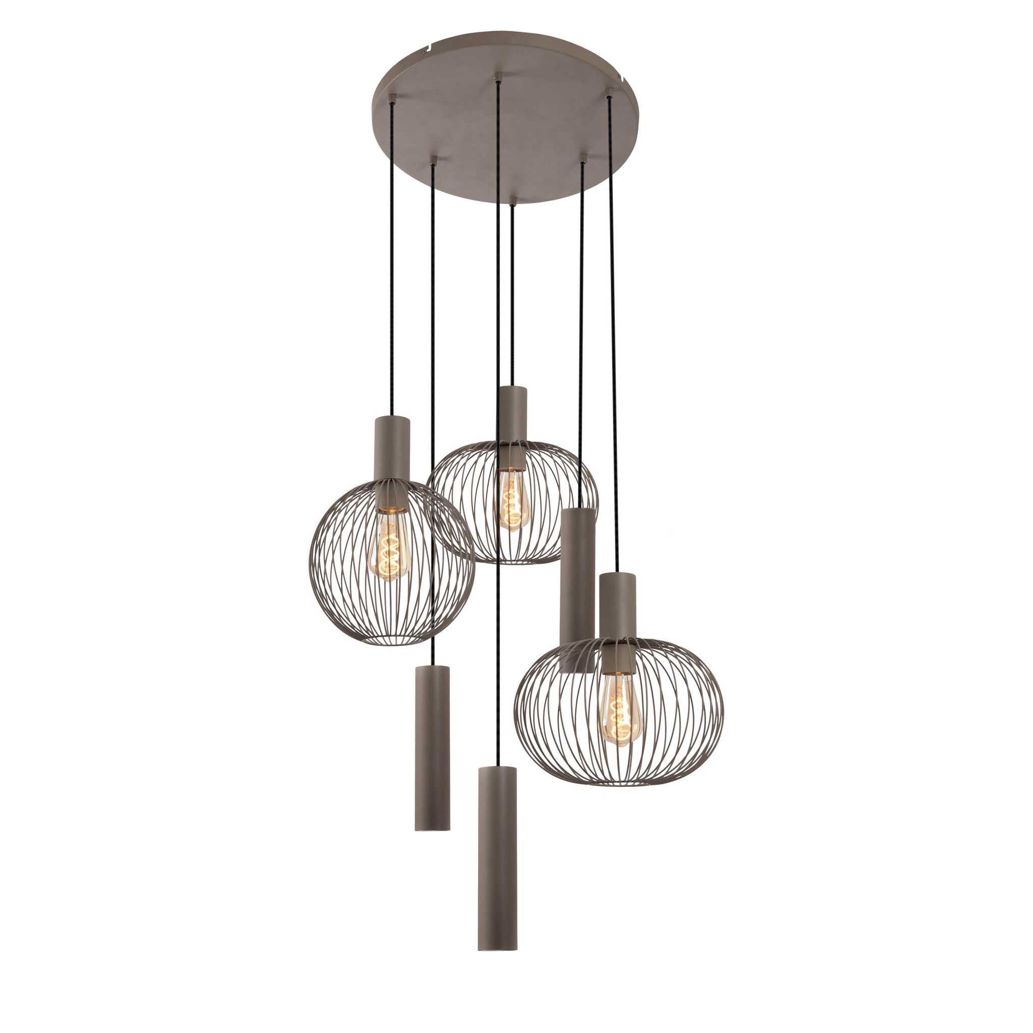 6er Pendelleuchte  TARELLIO  L: 62,4cm beige - IP20, E27, Beige