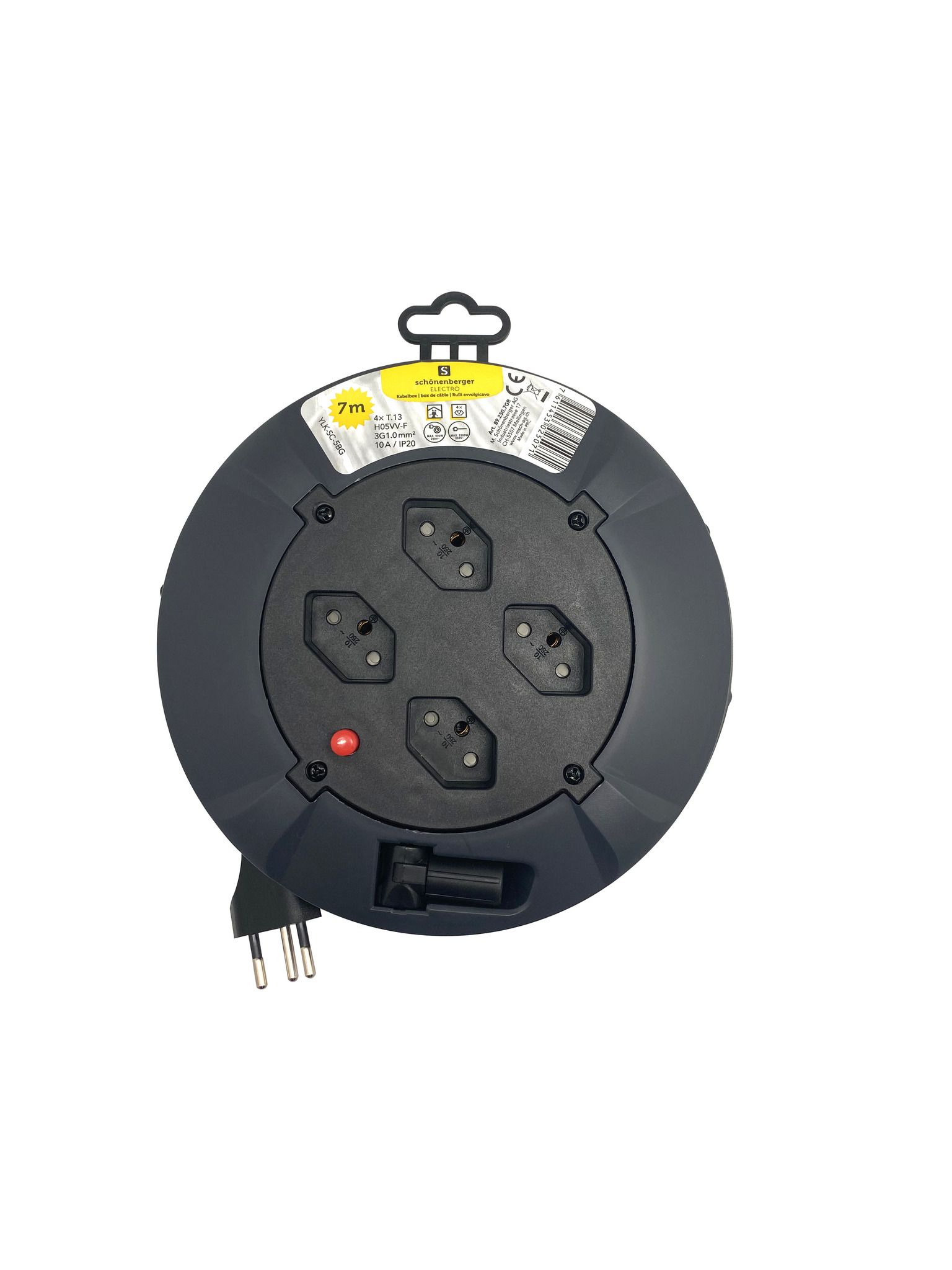 Kabelbox 7m - 7m Kabel, 4xT13, dunkelgrau/schwarz
