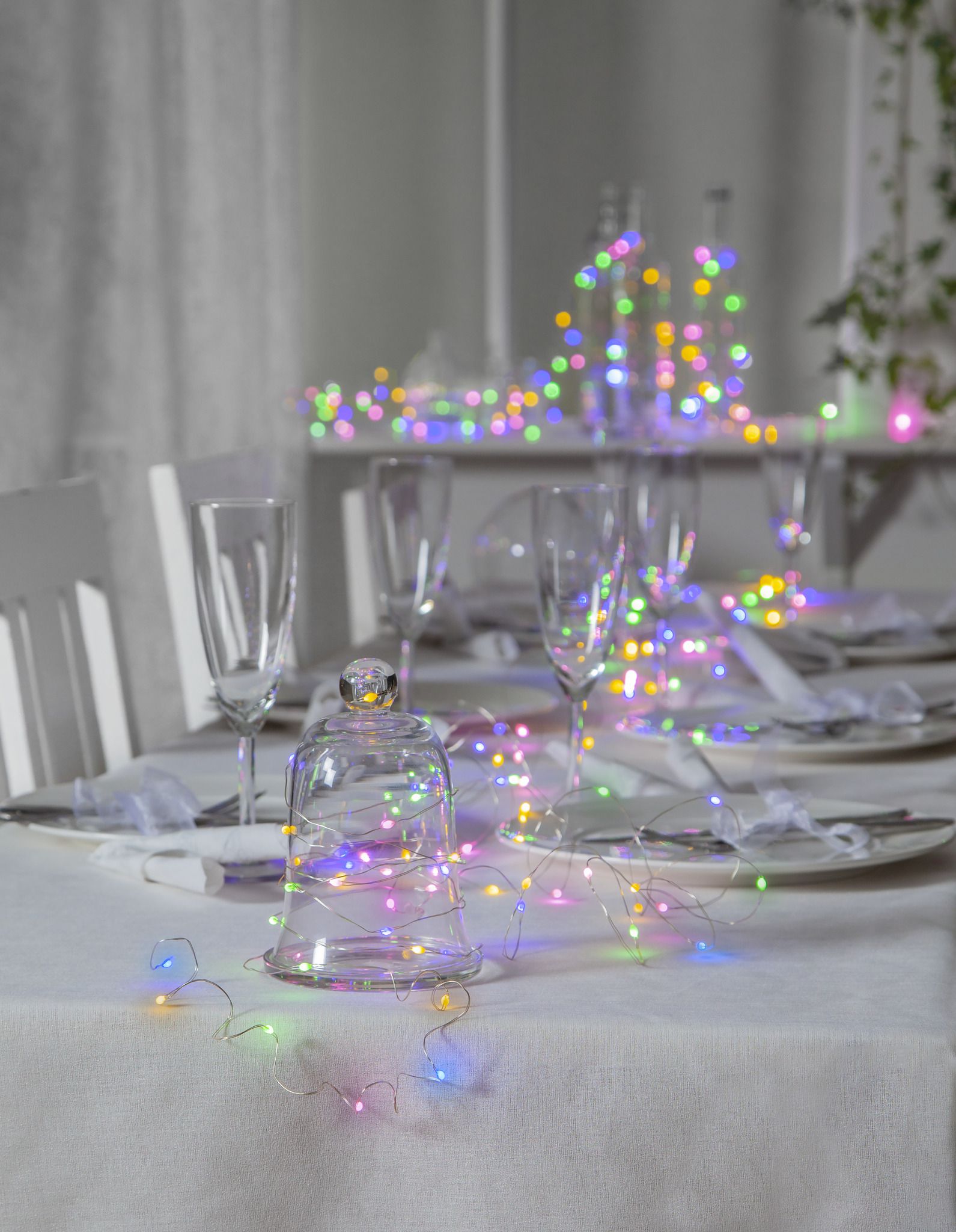 Lichterkette Dew Drop - IP20, Warmweiss & Multi, 100 LED