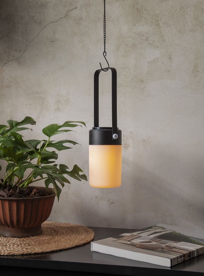LED Laterne Flame - Outdoor, Schwarz, 19cm Höhe