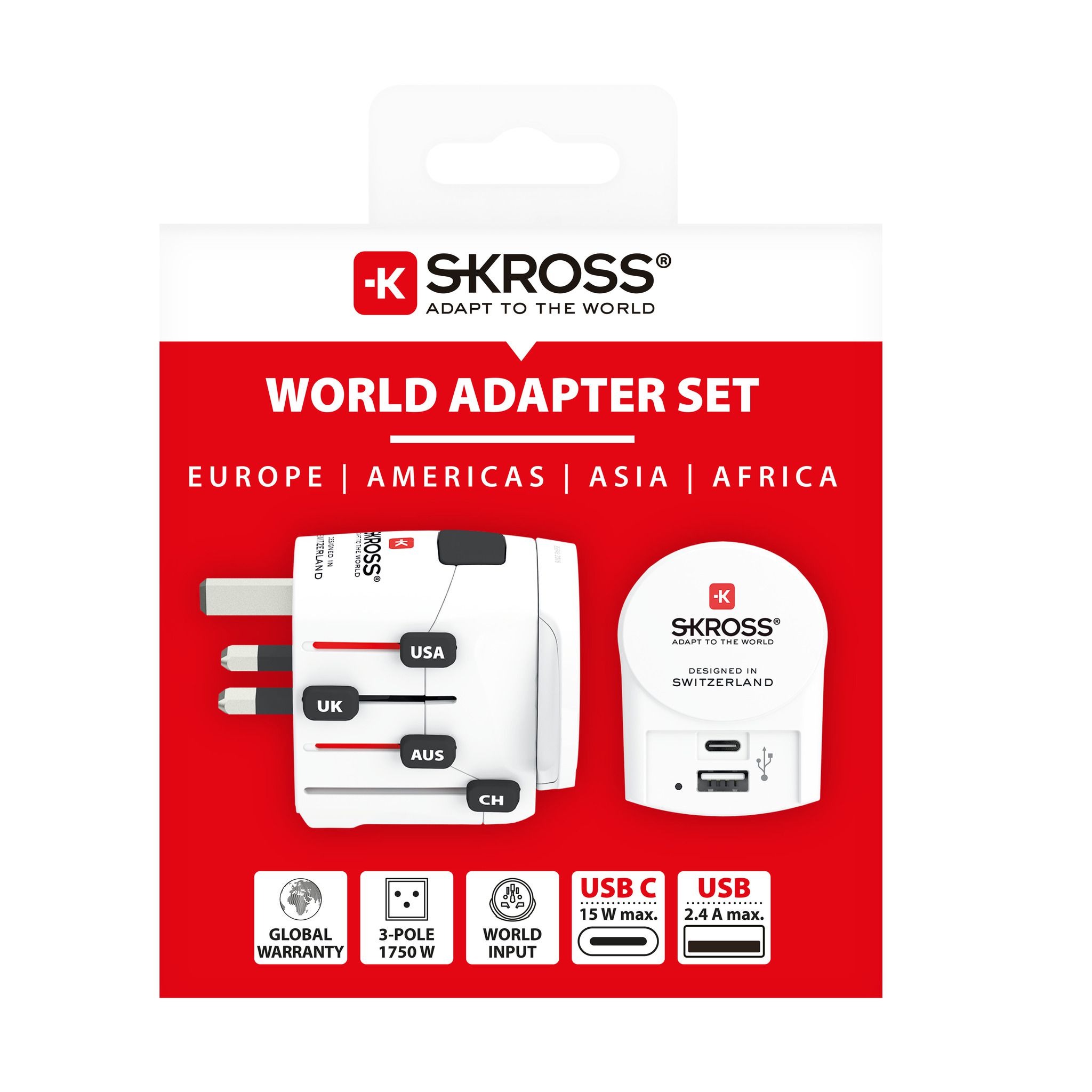 PRO+ USB (1xA/C) - Out: CH, Schuko, IT, UK, BRA, USA, AUS/China, In: CH, Schuko, IT, UK, USA/Japan, AUS/China