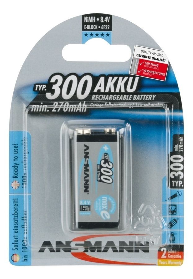 NiMH Akku 9V E-Block Type 300 - 1er Blister