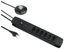 Standard Line Multipresa - 6xT13, 3m Kabel, H05VV-F 3G1mm2, schwarz, kein Kinderschutz, ext. Schalter