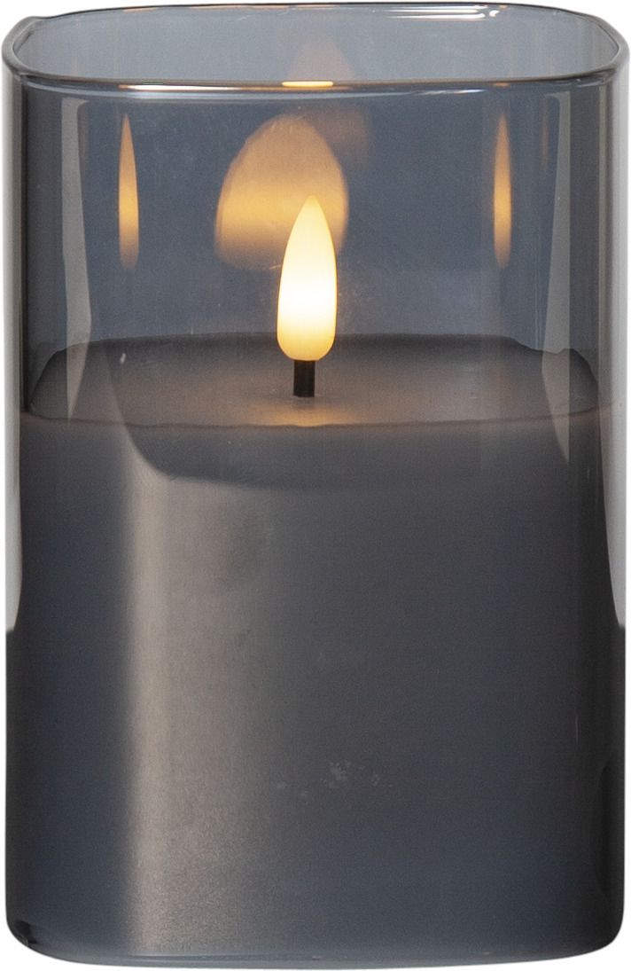 LED Pillar Kerze Flamme - Indoor, Schwarz, 12.5cm Höhe, Timerfunktion