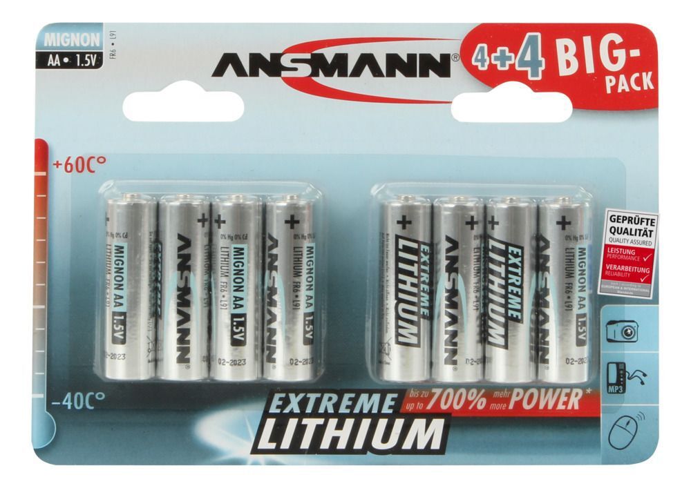 Lithium Batterie Mignon AA / FR6 8er Blister - Extreme Lithium Batterie - Mignon AA