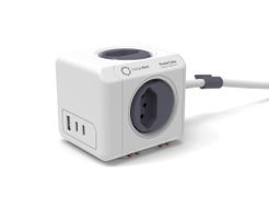 PowerCube 35W PD AC - 4x T13, 2x USB-C / 1x USB-A PD 35W, 1.5m Kabel, weiss/grau