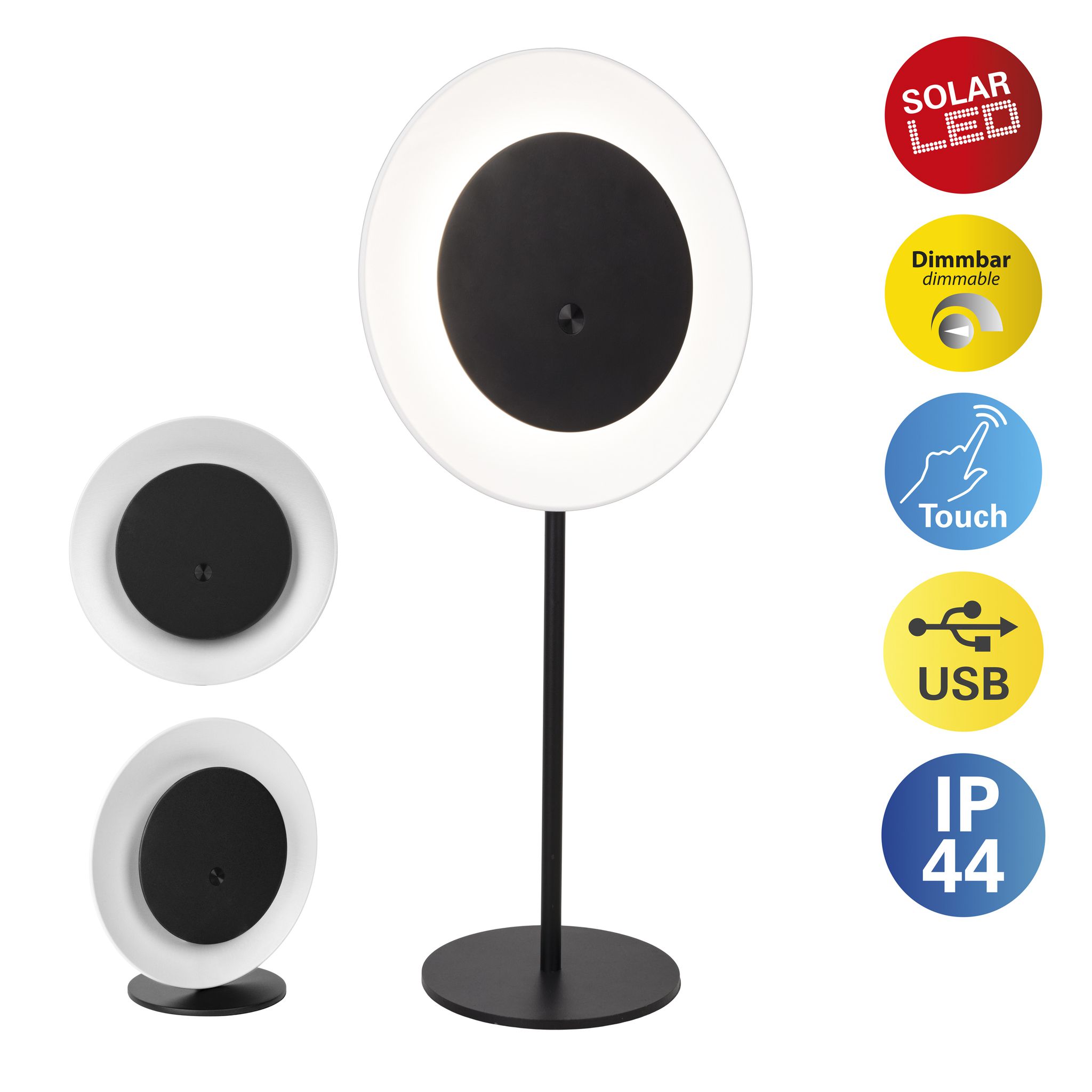 Solar- Tischleuchte Hängeleuchte SOLAN weiß H: 41,5 cm - 3000K, 120lm, 1W, IP54