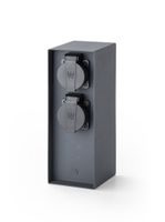 IP55 Energiesäule 4xT13 - 230V AC, max. 10A, 4xT13, IP55, schwarz-matt, rostfrei, Überlastschutz, L=130mm, B=85mm, H=230mm
