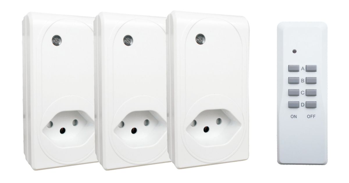 Funkschalter Set indoor - 3er Set, Indoor, 25m Reichweite, Frequenz 433.92 MHz, weiss
