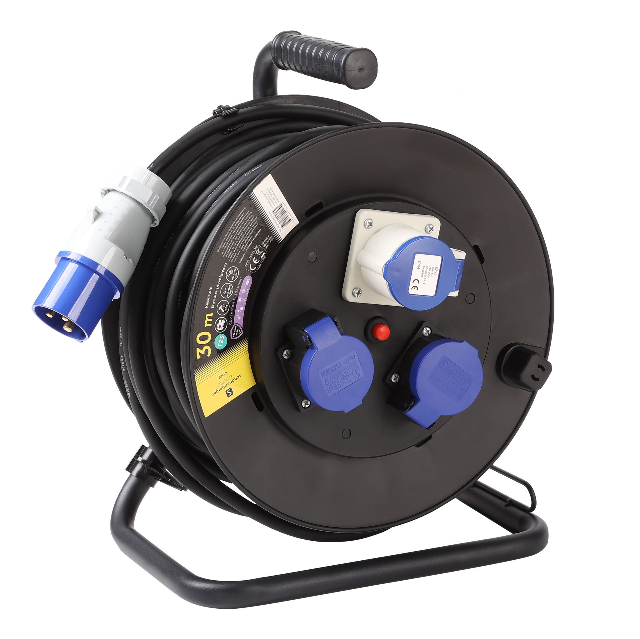 Kabelbox Kunststoff CEE 5P 16A IP44 25m - EPR-PUR H07BQ-F 5G2.5mm2 1xCEE16/5 2xT25 Steckdosen