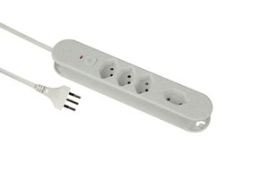 Steckdosenleiste Re:Life - 4x T13., 1.8m Kabel, weiss