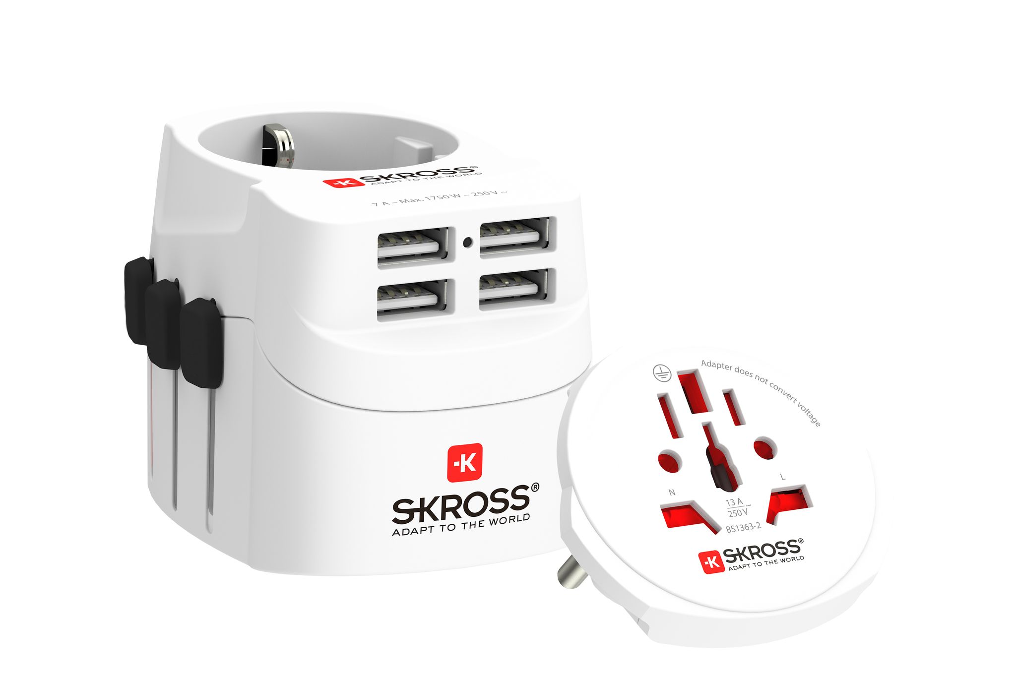 PRO Light USB (4xA) - World - Out: Schuko, UK, USA Typ B, AUS/China, In: CH, IT, Schuko, UK, BRA, USA/Japan, AUS/China