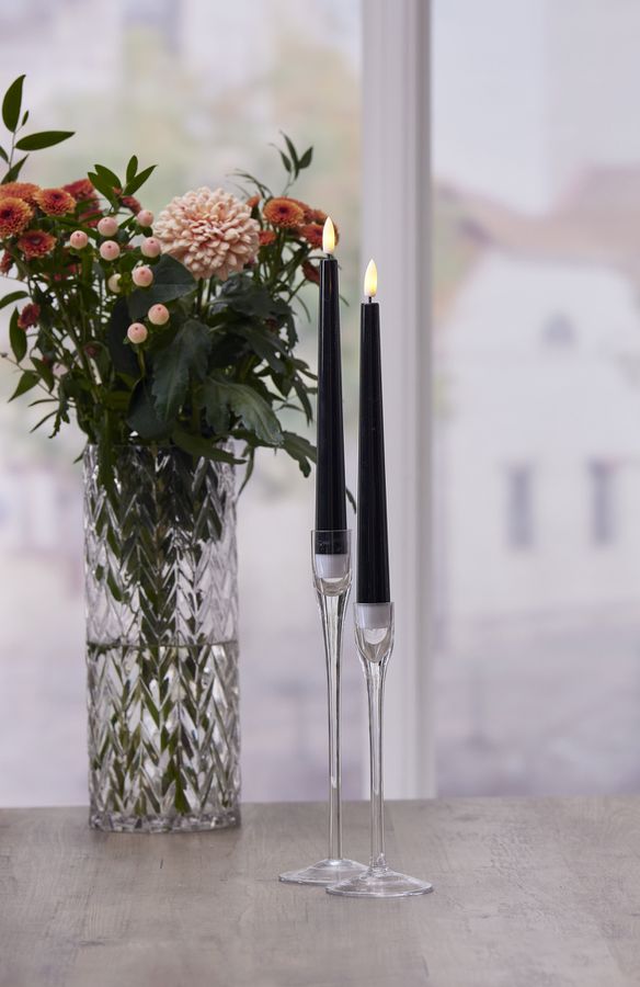 LED Dinner Kerze 2 pack Flamme Candy - Indoor, Schwarz, 26.00 cm Höhe, Timerfunktion