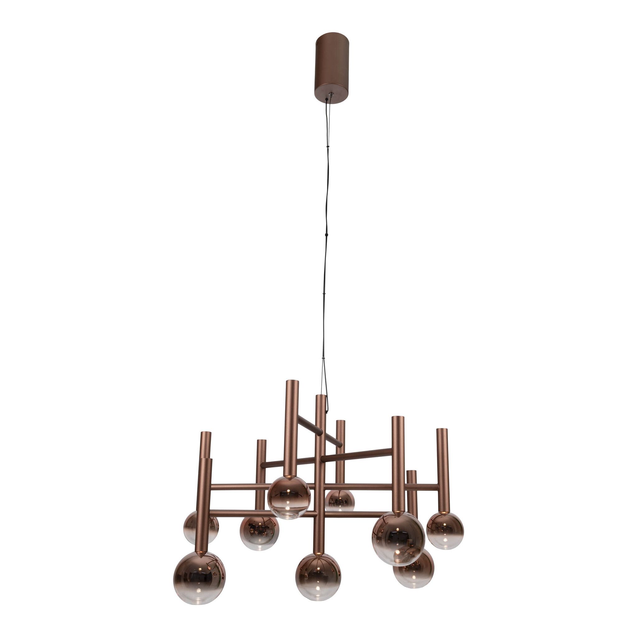 9er LED Pendelleuchte  SINGAPUR : 65cm kupfer - IP20, LED-Modul, Kupfer