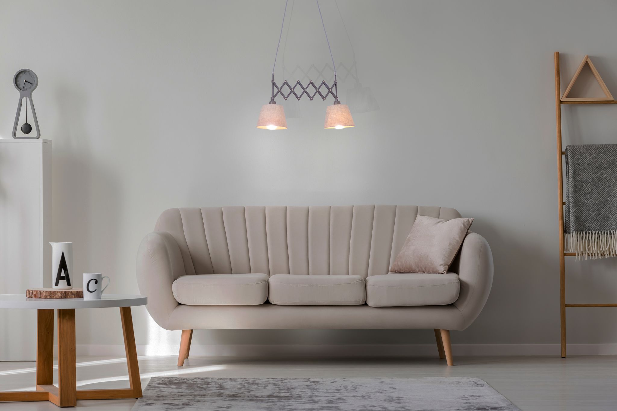 Scherenpendelleuchte Adrienne max. b: 35-57cm natur - E27, 80W, IP20