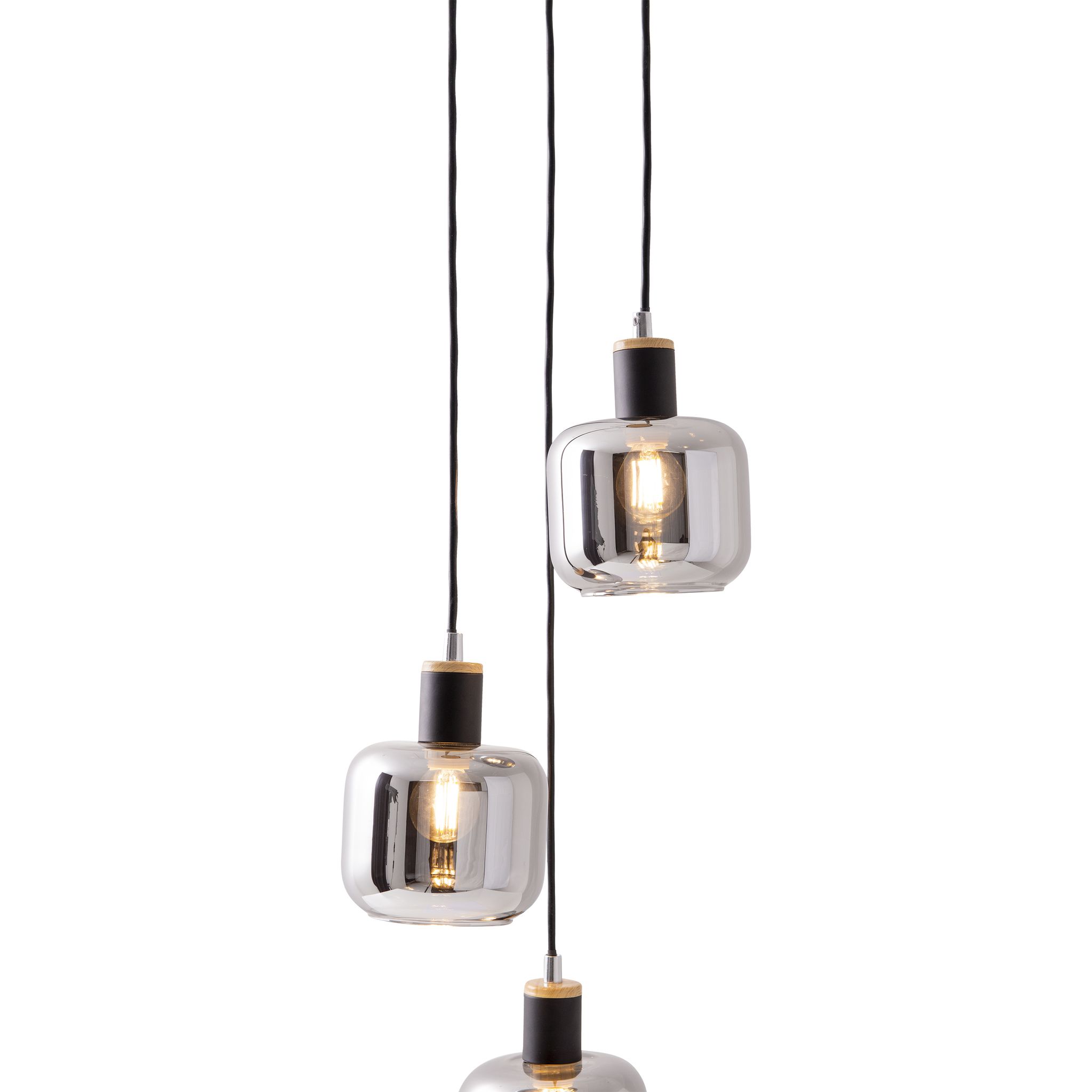Pendelleuchte FUMOSO - E14, max. 3x40W, IP20, schwarz + holz, nicht dimbar, exkl. Leuchtmittel, D=130mm, H=1230mm