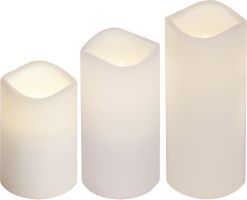 LED Pillar Kerze 3er Pack Paul - Outdoor, Weiss, 18cm Höhe, Timerfunktion