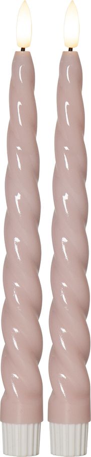 LED Dinner Kerze 2P Flamme Shine - Indoor, Pink, 24.50 cm Höhe, Timerfunktion