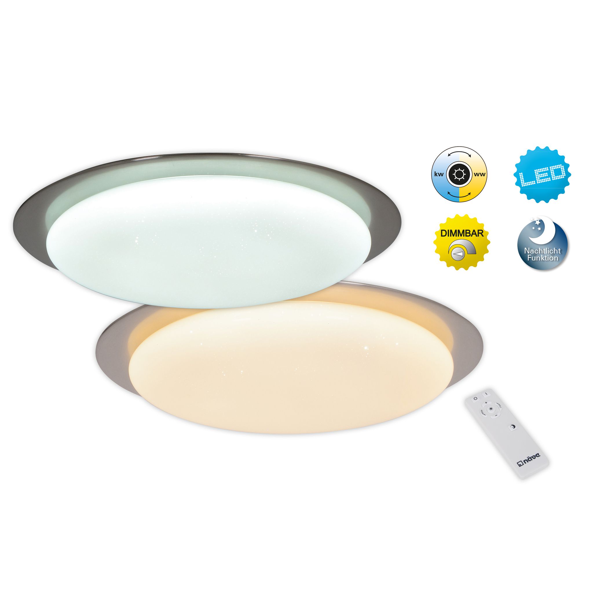 LED Deckenleuchte Auckland d: 42cm - LED fest verbaut, 2700-6500K, warm-kaltweiss