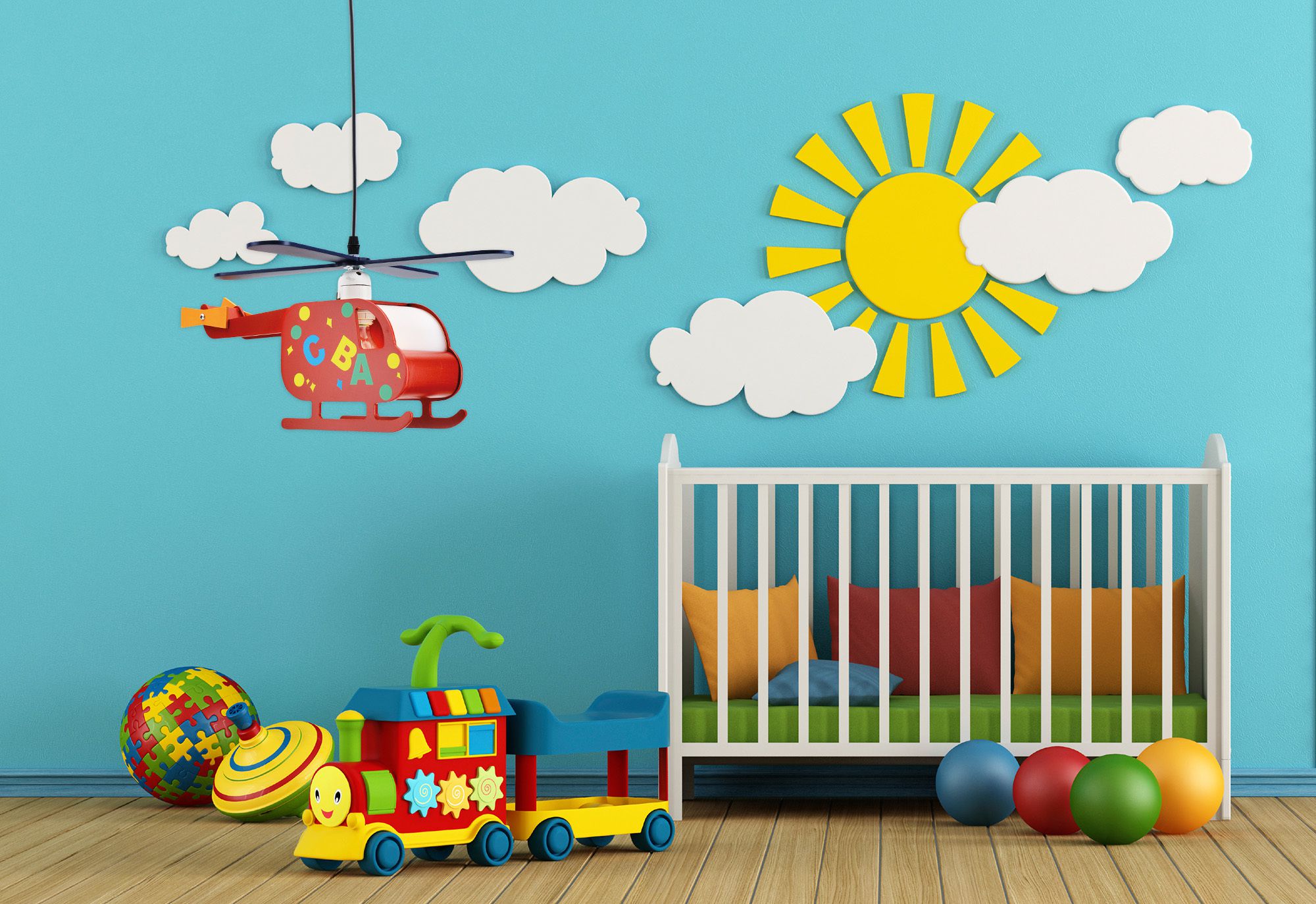 Kinderpendelleuchte Hubert Hubschrauber - IP20, E27, multicolor