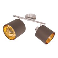 Wand-und Deckenleuchte MARON G (2er Spot) - E14, max. 2x40W, IP20, nickel + braun + gold, nicht dimbar, exkl. Leuchtm., L=460mm, B=120mm,H=207mm