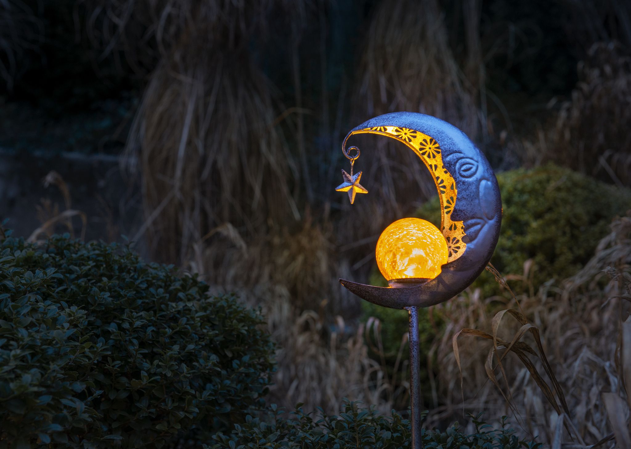 LED-Solar Erdspieß Mond - IP44, warmweiss, 0.06W