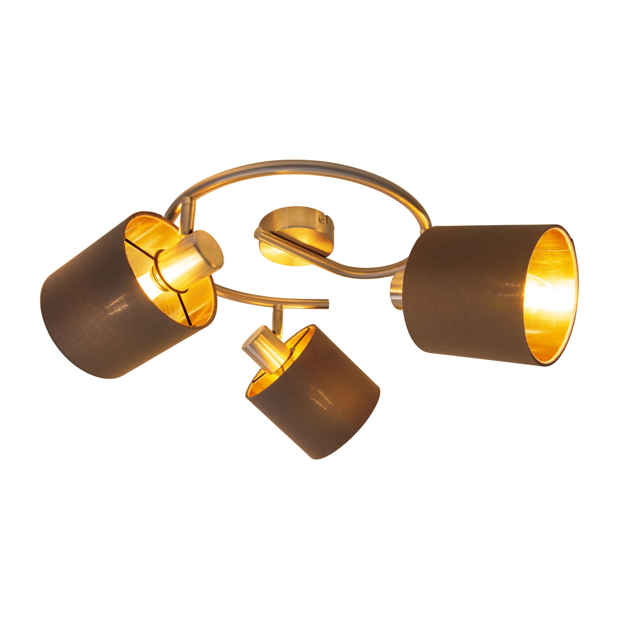 Deckenleuchte MARON G (3er Spot) - E14, max. 3x40W, IP20, nickel + braun + gold, nicht dimbar, exkl. Leuchtmittel, D=520mm, H=210mm