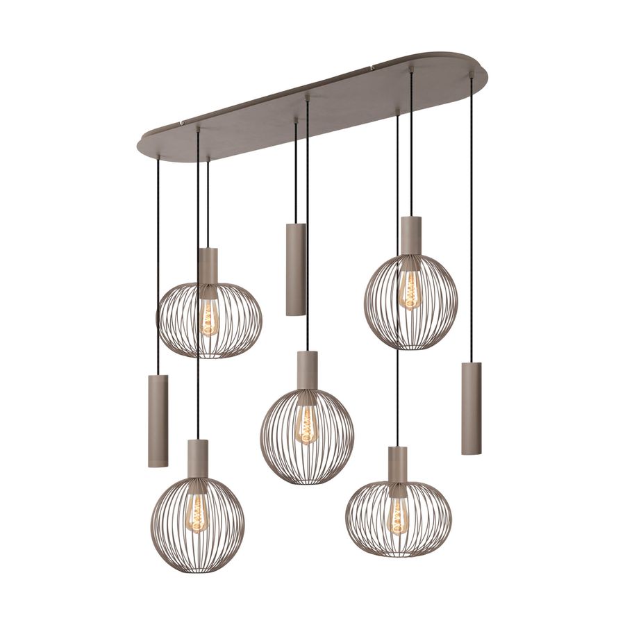 8er Pendelleuchte  TARELLIO  L: 122cm beige - IP20, E27, Beige