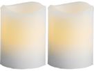 LED Pillar Kerze 2er Pack Wave - Indoor, Weiss, 6cm Höhe, Timerfunktion