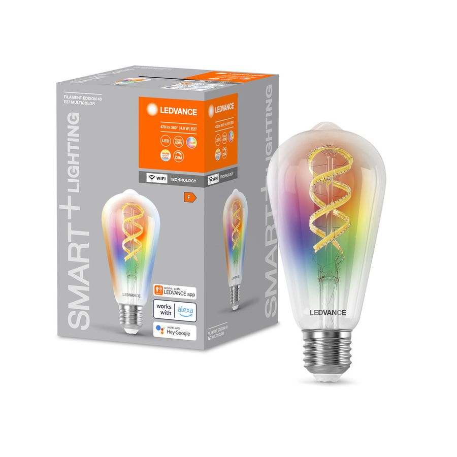 SMART+WIFI Filament Edison RGBTW - E27, 470Lm, 2700-6500K, 4.8W, 230V