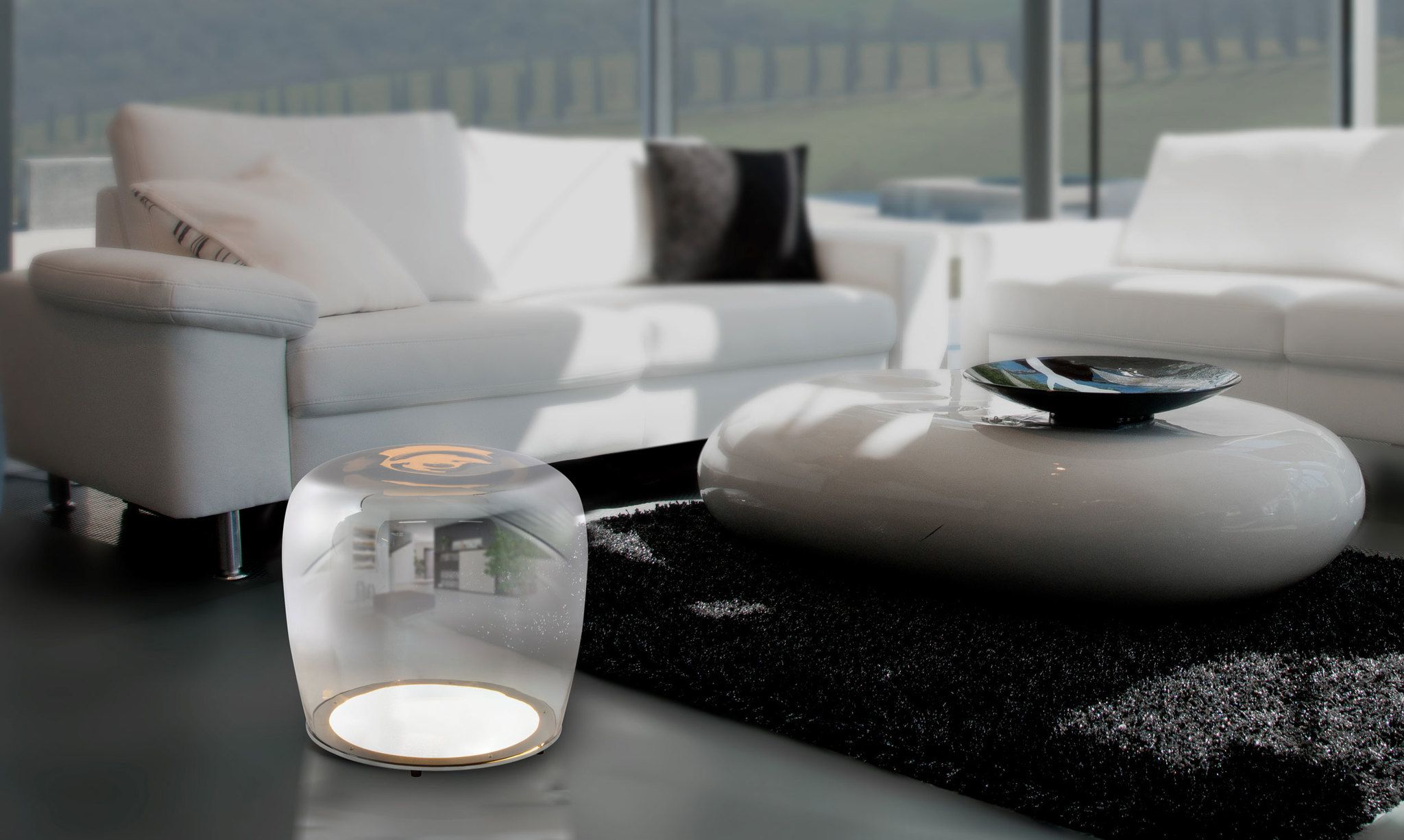LED Tischleuchte Smoky d:43cm - LED fest verbaut, 3000K, warmweiss