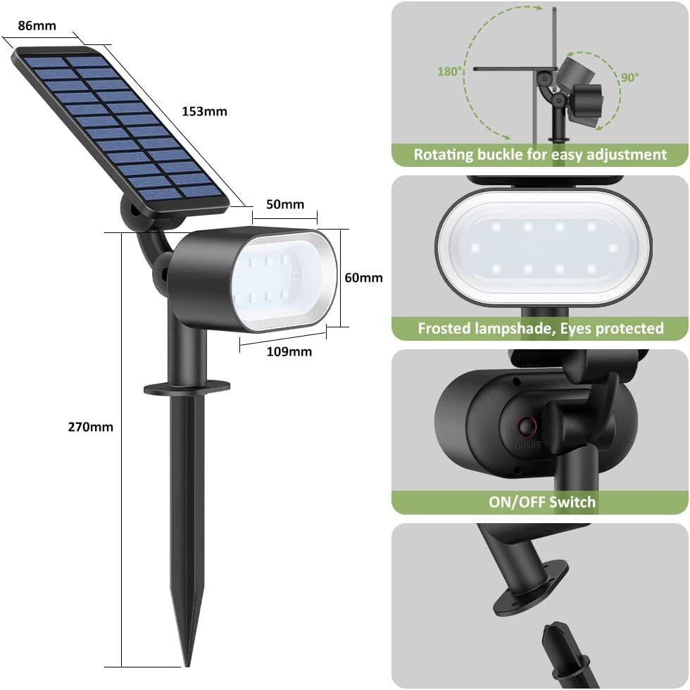 Solar-Gartenspot 2er Set mit Fernbedienung - Warm-/Kaltweiss, IP44
