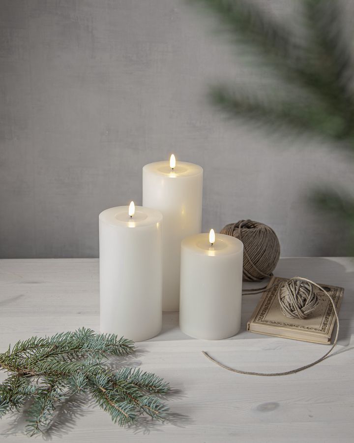 LED Pillar Kerze Flamme Flow Big - Indoor, Weiss, 17.50 cm Höhe, Timerfunktion