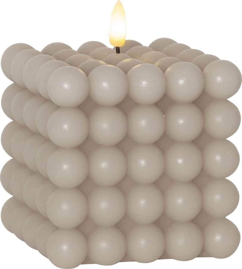 LED Pillar Kerze Flamme Dot - Indoor, Beige, 12.5 cm höhe, Timerfunktion
