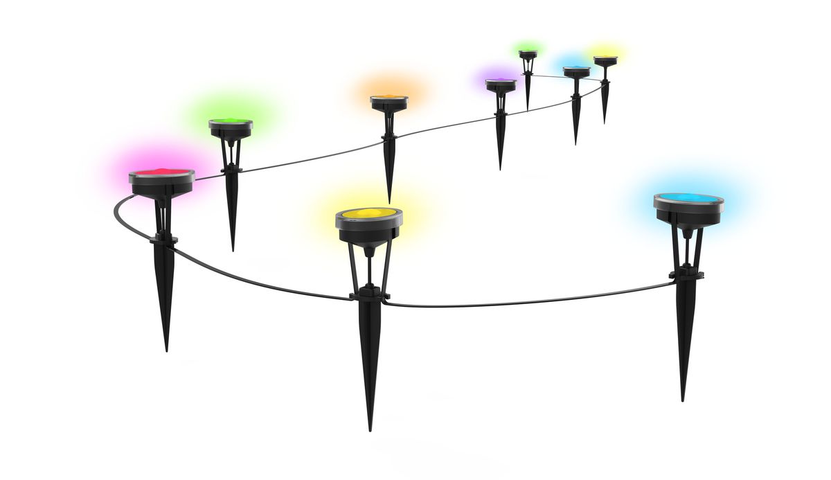 24V RGB Smart Mini Gartenspot 9x - 24V DC, 5W, IP65, 36°, anthrazit, inkl. Spike