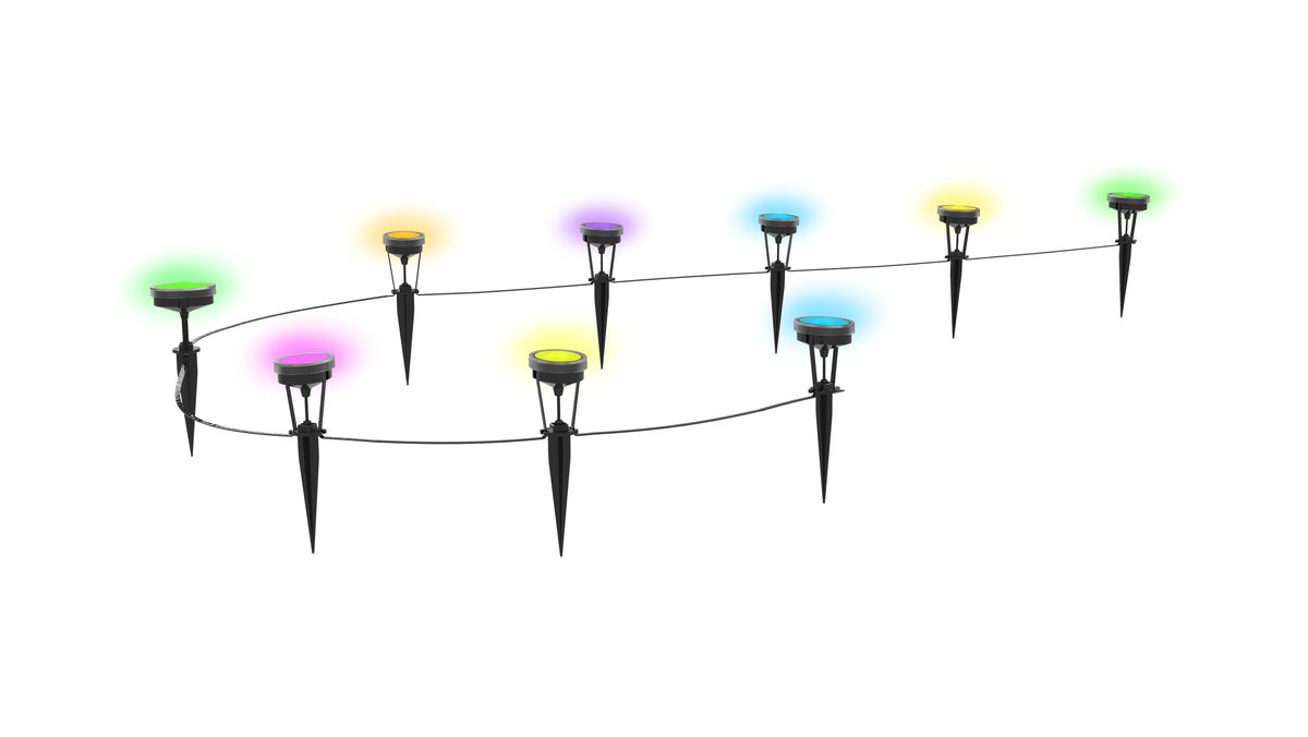 24V RGB Smart Mini Gartenspot 9x - 24V DC, 5W, IP65, 36°, anthrazit, inkl. Spike