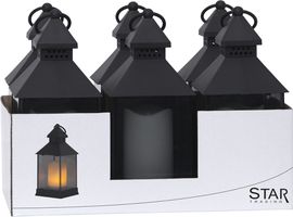 Laterne Flame Laterne - Outdoor, Schwarz, 25cm Höhe, Timerfunktion 6er Display