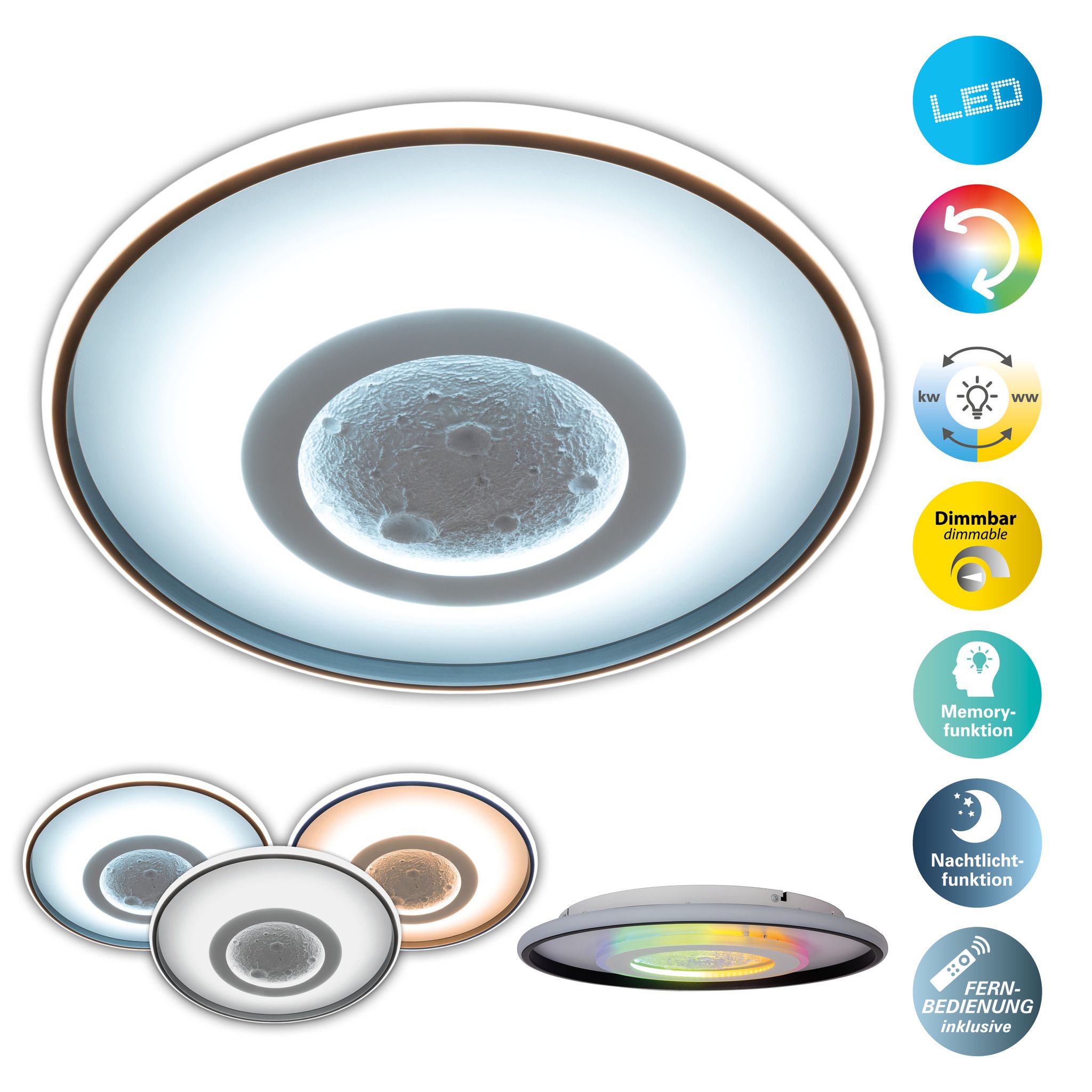 LED Deckenleuchte LIVANA inkl. RGB D:70cm - LED-Modul, IP20, 230V