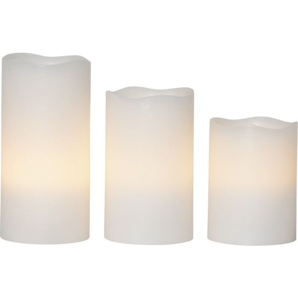 LED Pillar Kerze 3P May - Indoor, Weiss, 15cm, Timerfunktion