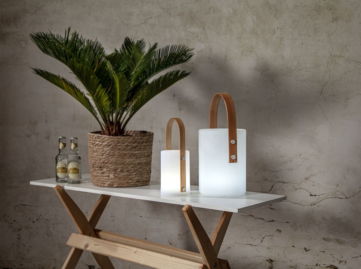 Outdoor-Laterne LUCIE - Weiss, 34 x 17 cm, warm&kaltweiss, wiederaufladbar