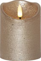 LED Pillar Kerze Flamme Rustic - Indoor, Gold, 10.00 cm Höhe,  Timerfunktion