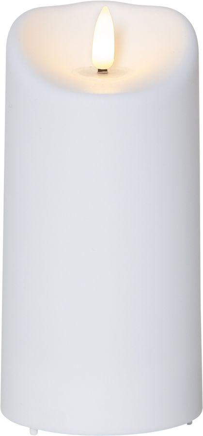 LED Pillar Kerze Flamme - Outdoor, Weiss, 15cm Höhe, Timerfunktion