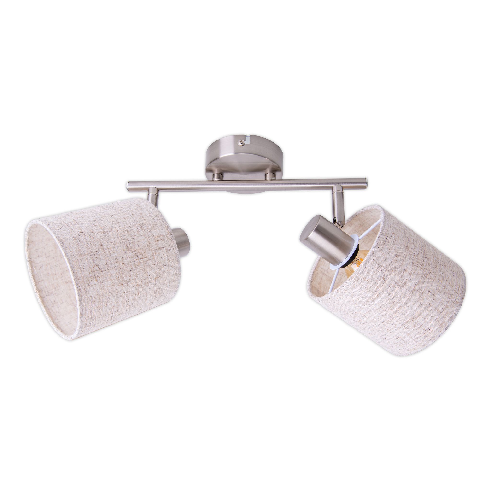 Wand-und Deckenleuchte MARON (2er Spot) - E14, max. 2x40W, IP20, nickel + weiss, nicht dimbar, exkl. Leuchtmittel, L=460mm, B=120mm, H=207mm