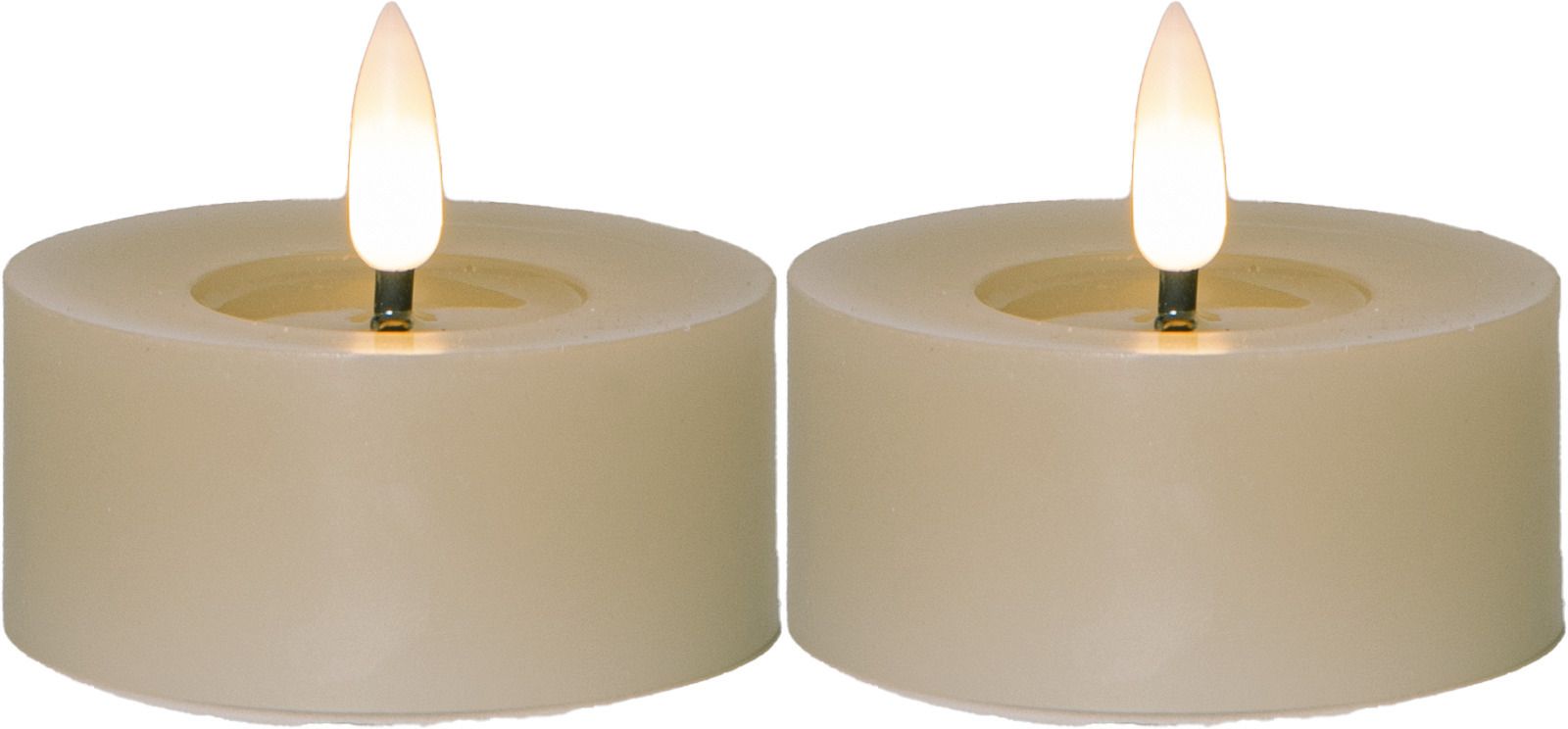 LED Teelicht 2 Pack Flamme Flow - Indoor, Beige, 5.5cm  Höhe, Timerfunktion
