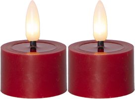 LED Teelicht 2 Pack Flamme Flow - Indoor, Rot, 5cm  Höhe, Timerfunktion