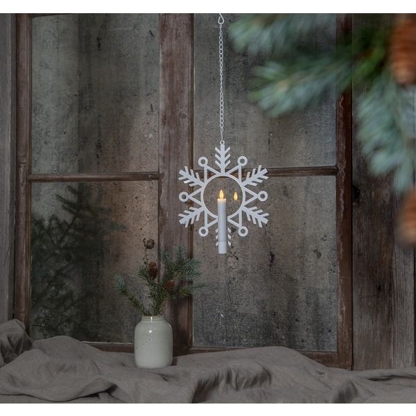 Indoor Dekoration Flamme Snow - Indoor, Weiss, 29cm, Timerfunktion